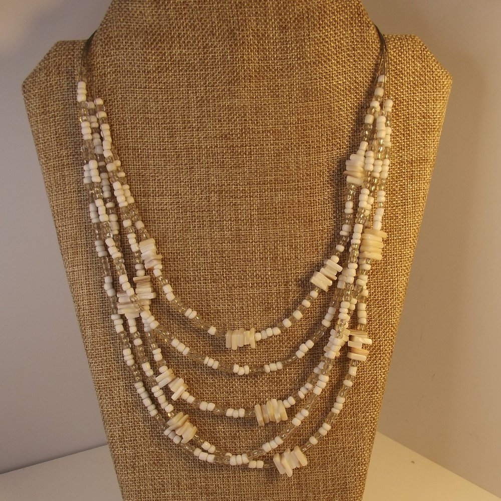 Multi Strand Illusion Necklace Shell & Bead